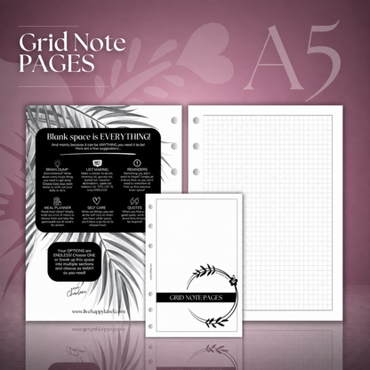 Grid Note Pages | A5 6-Hole Ringbound