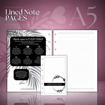 Lined Note Pages | A5 6-Hole Ringbound