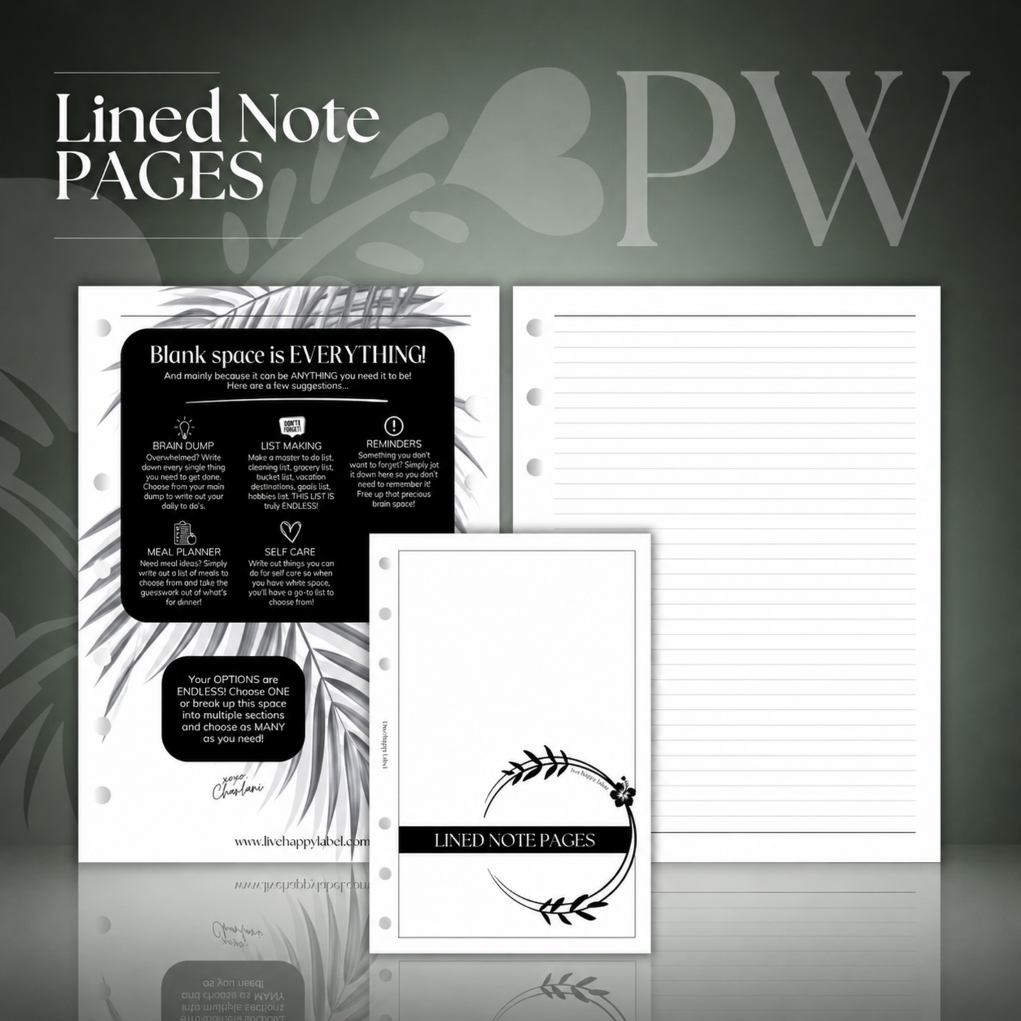 Lined Note Pages | Personal Wide 6-Hole Ringbound