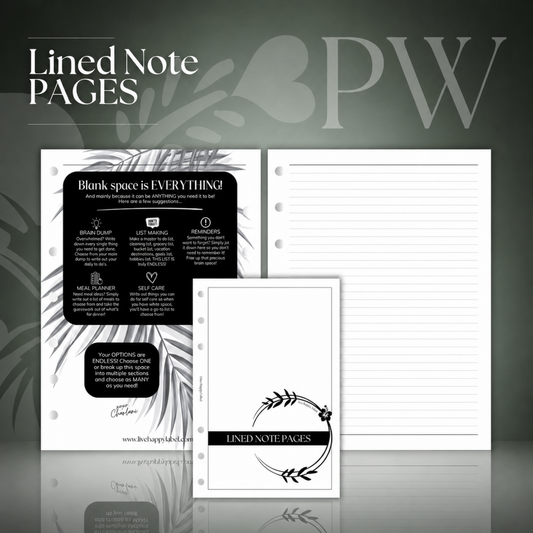 Lined Note Pages | Personal Wide 6-Hole Ringbound