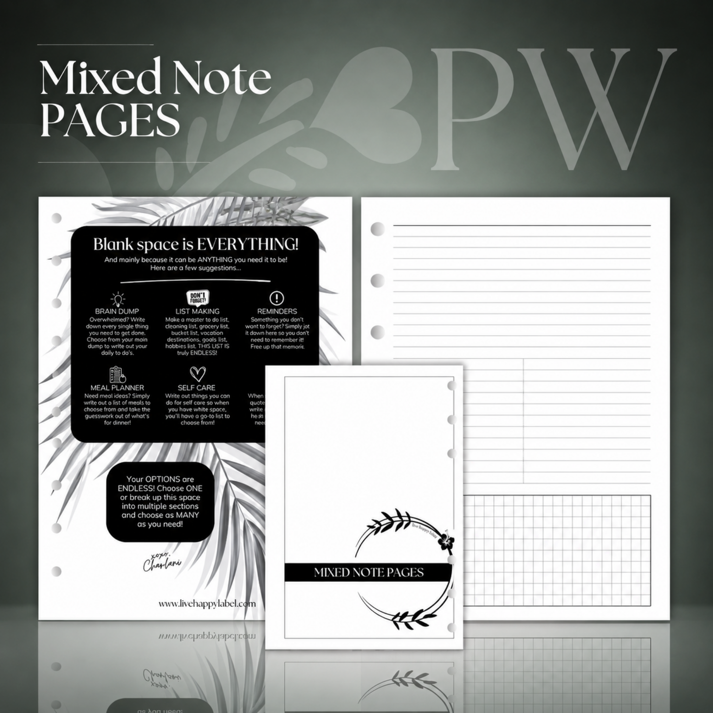 Mixed Note Pages | Personal Wide 6-Hole Ringbound