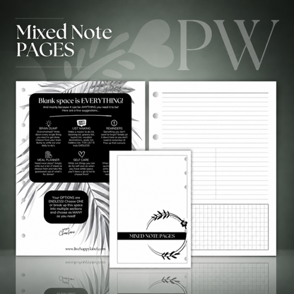 Mixed Note Pages | Personal Wide 6-Hole Ringbound