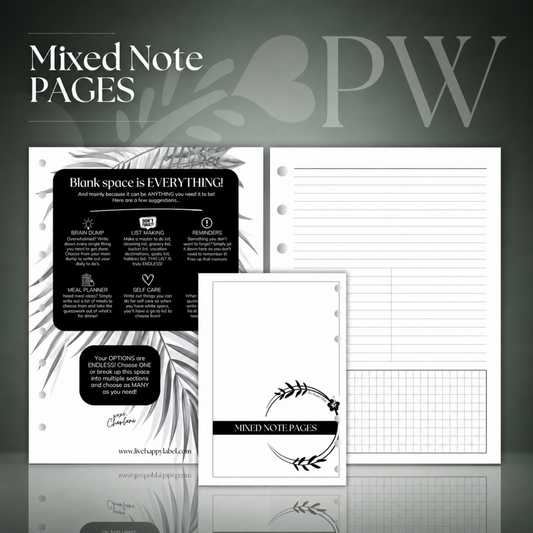 Mixed Note Pages | Personal Wide 6-Hole Ringbound