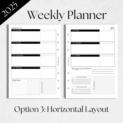 "2025" Dated Tropical Bloom Planner Set | Horizontal Layout | A5, 6-ring