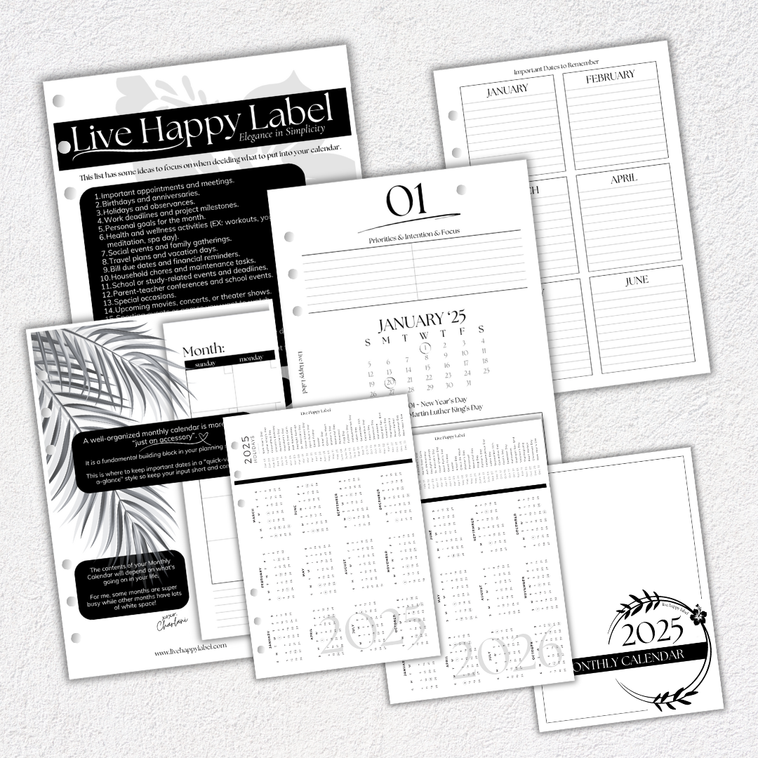 "2025" Dated Tropical Bloom Planner Set | Vertical Layout | A5, 6-ring