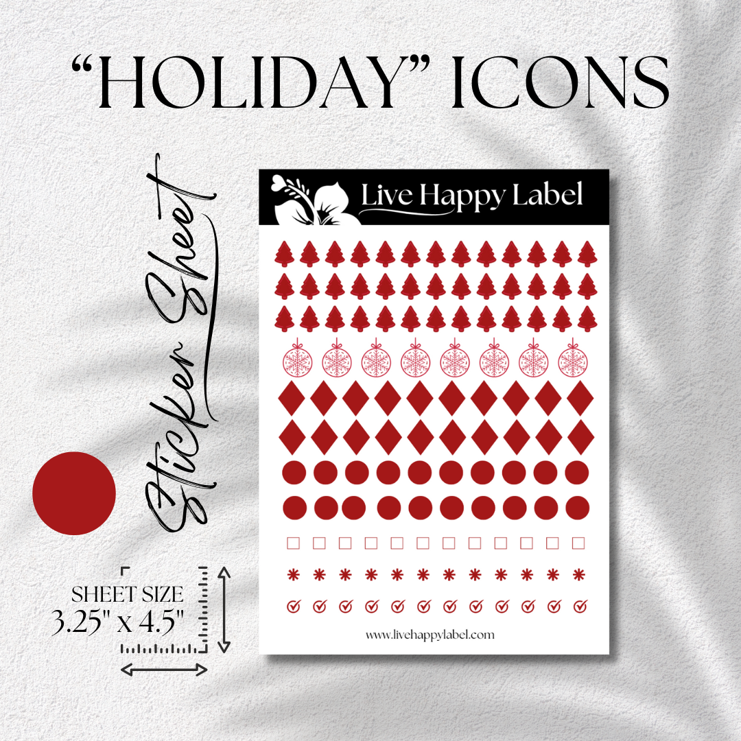 "Christmas ICONs" RED Planner Stickers