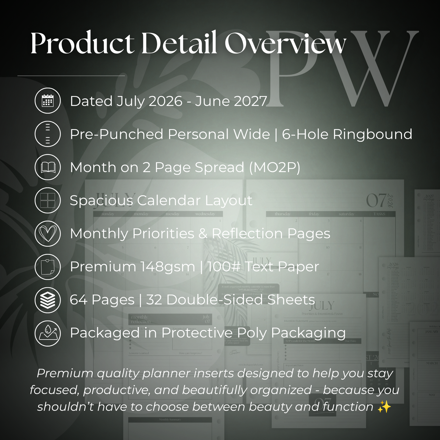 2026-2027 Monthly Calendar  MO2P | Personal Wide 6-Hole Ringbound