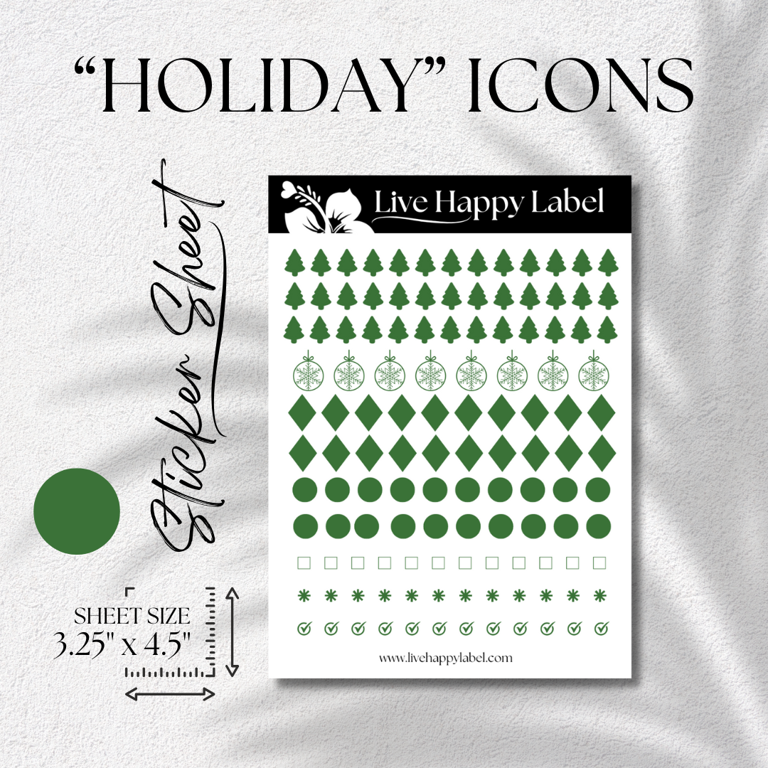 "Christmas ICONs" GREEN Planner Stickers