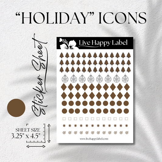 "Christmas ICONs" BROWN Planner Stickers