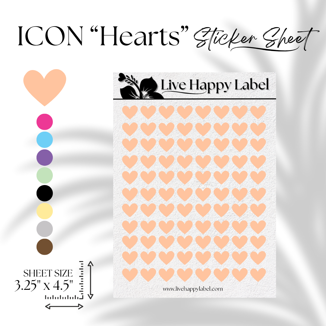 HEART ICON Planner Stickers | "Coral ORANGE"