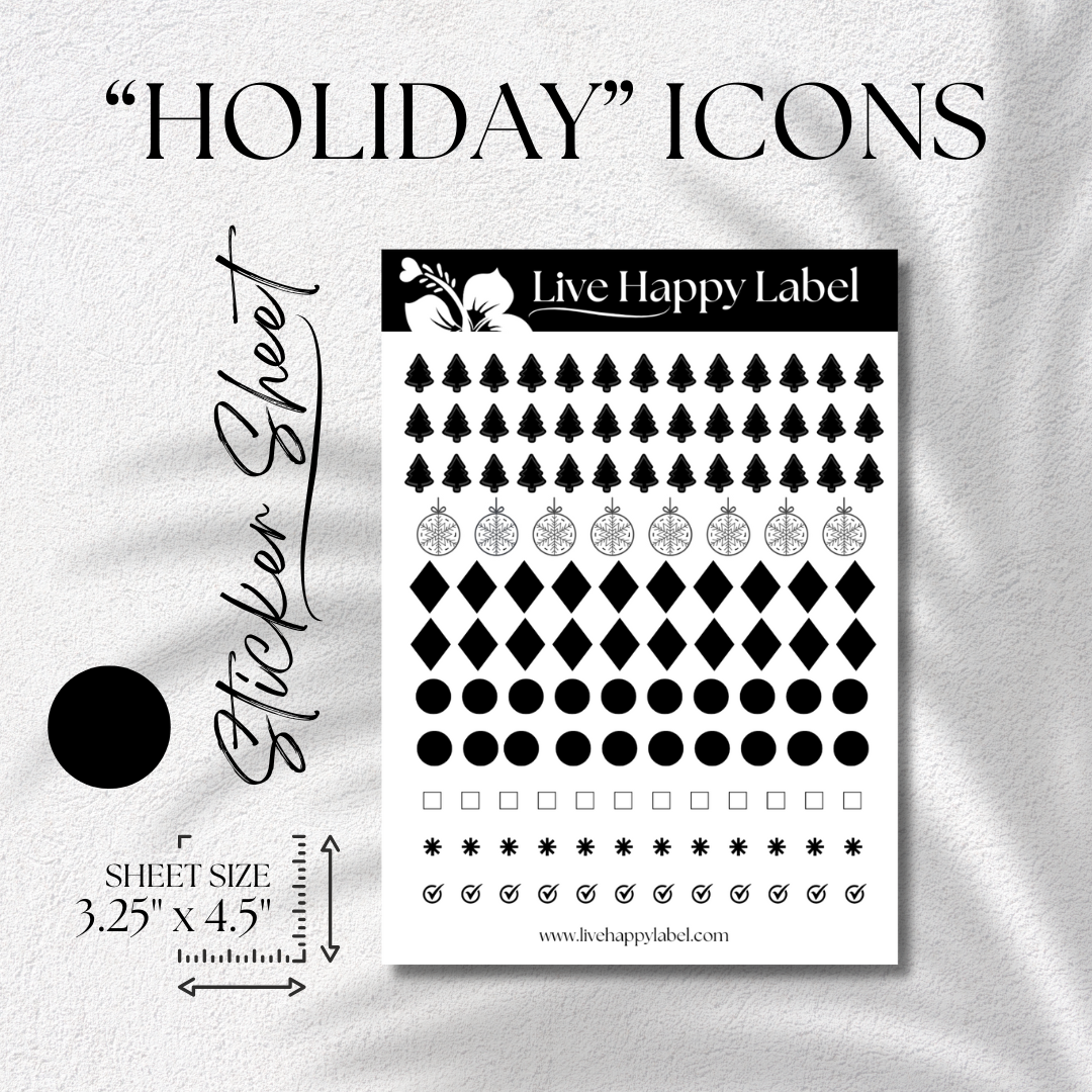 "Christmas ICONs" BLACK Planner Stickers