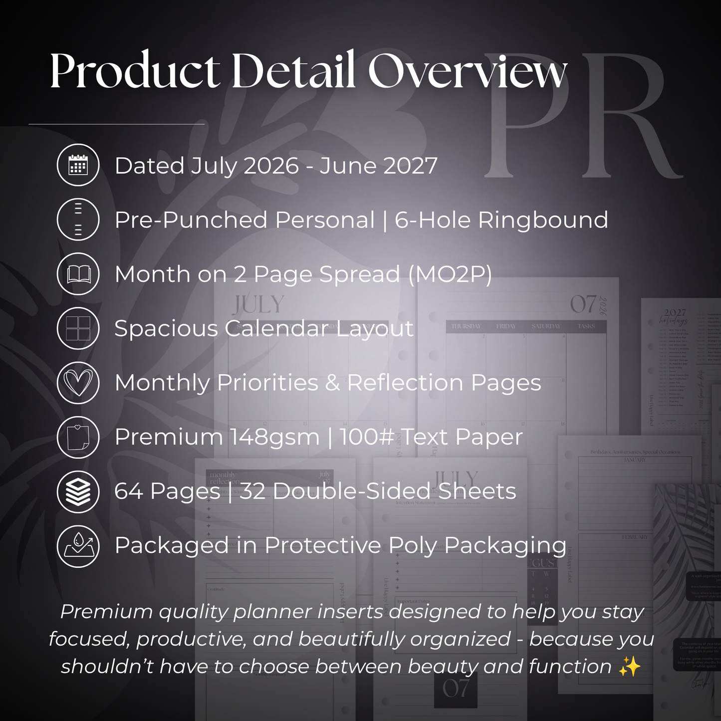 2026-2027 Monthly Calendar  MO2P | Personal 6-Hole Ringbound