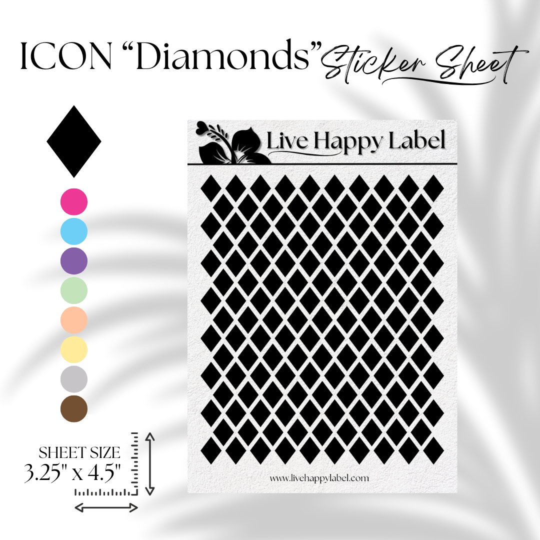 DIAMOND ICON Planner Stickers | "Kaylee BLACK"