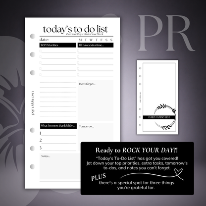 Daily To Do List Inserts | Personal 6-Hole Ringbound