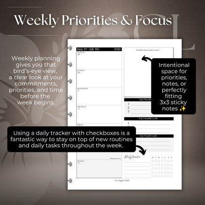 2026-2027 "BOX" Layout Weekly Planner WO4P | Classic 9-Hole Discbound