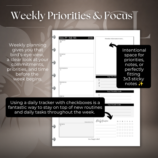 2026-2027 "BOX" Layout Weekly Planner WO4P | Classic 9-Hole Discbound