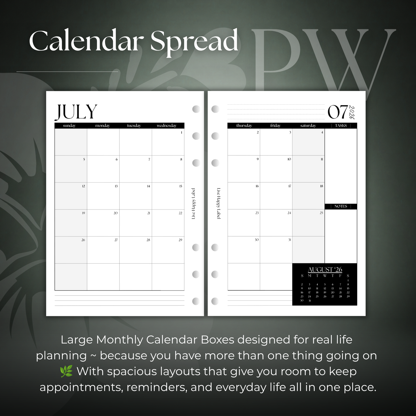 2026-2027 Monthly Calendar  MO2P | Personal Wide 6-Hole Ringbound