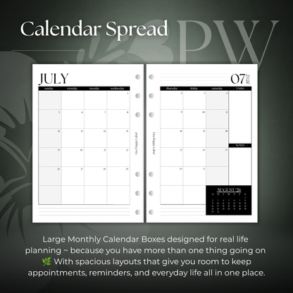 2026-2027 Monthly Calendar  MO2P | Personal Wide 6-Hole Ringbound