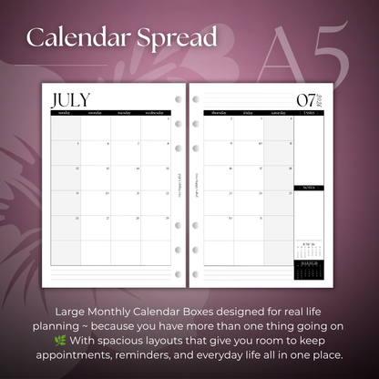 2026-2027 Monthly Calendar  MO2P | A5 6-Hole Ringbound