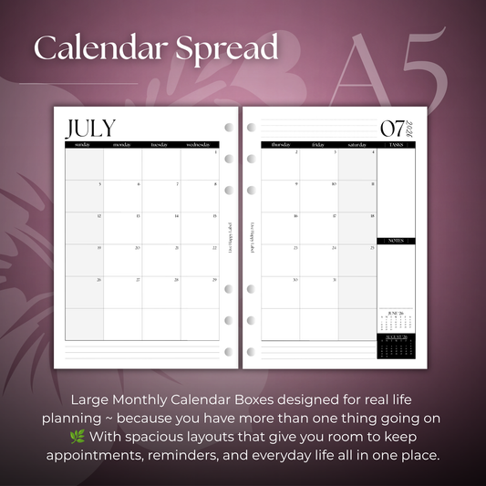 2026-2027 Monthly Calendar  MO2P | A5 6-Hole Ringbound