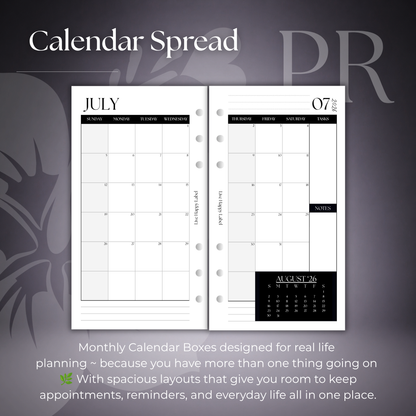 2026-2027 Monthly Calendar  MO2P | Personal 6-Hole Ringbound