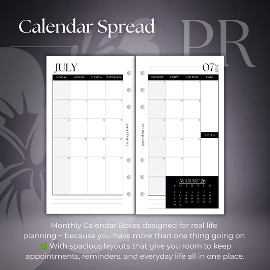 2026-2027 Monthly Calendar  MO2P | Personal 6-Hole Ringbound
