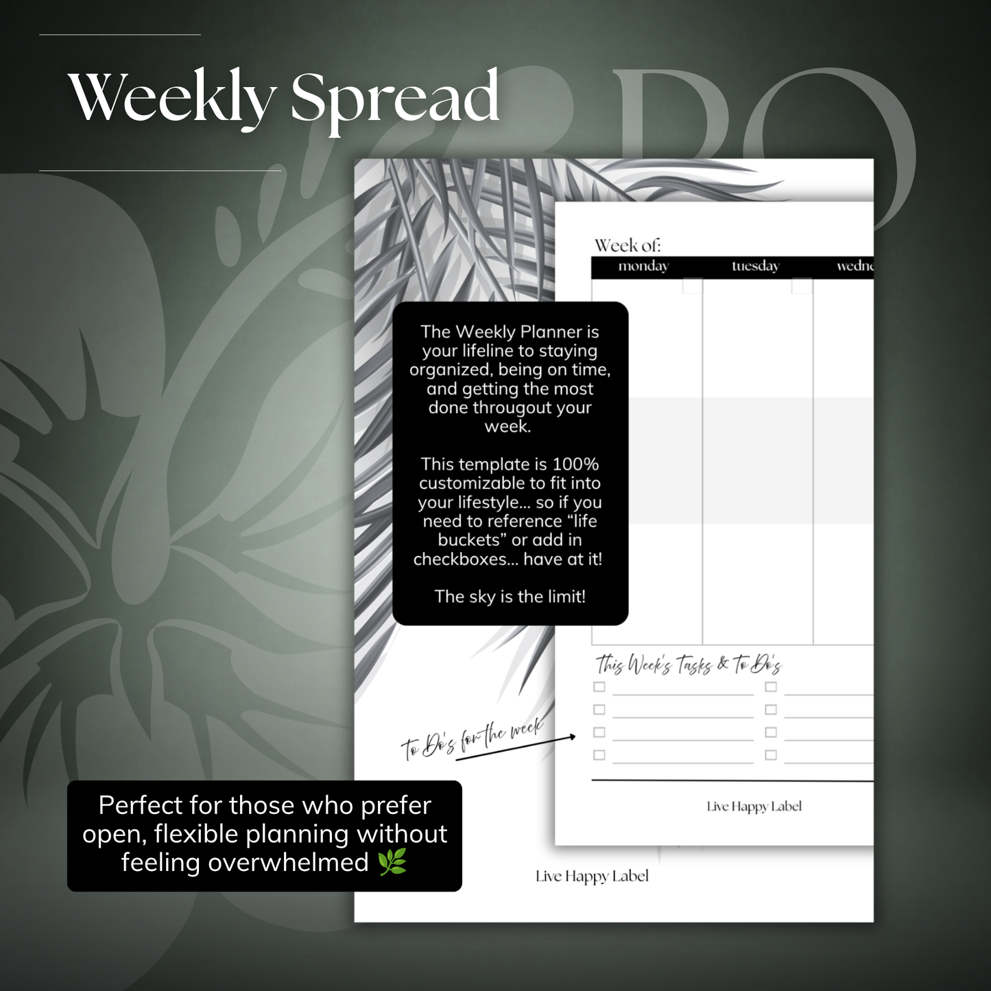 Undated Weekly Planner Inserts ~ Vertical Format | Pocket, 6-ring Punch