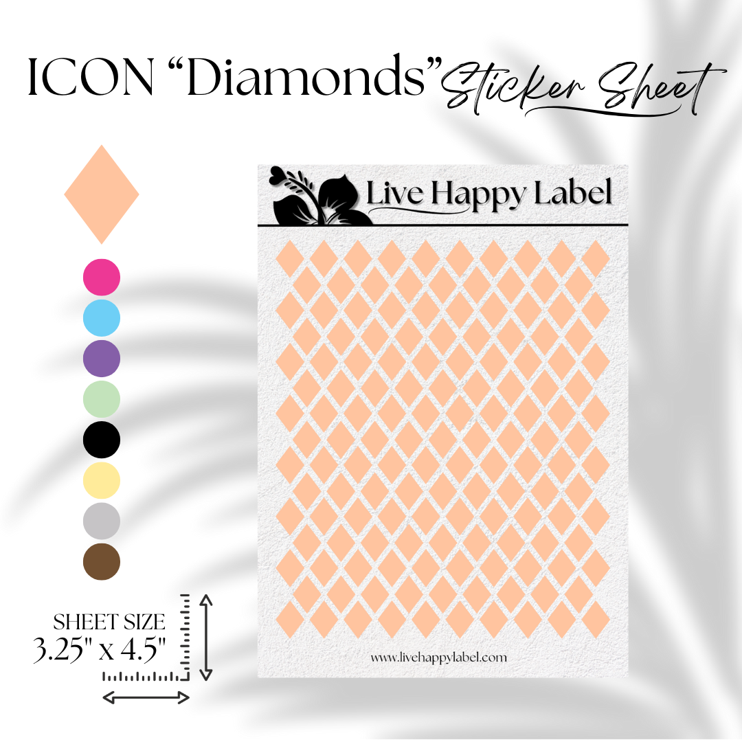 DIAMOND ICON Planner Stickers | "Coral ORANGE"