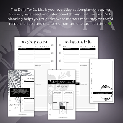 Daily To Do List Inserts | Personal 6-Hole Ringbound