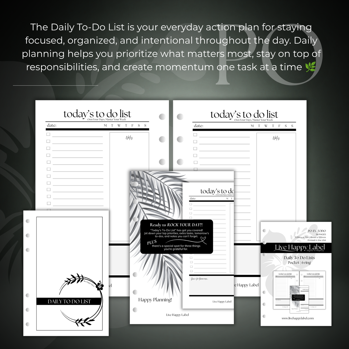 Daily To Do List Inserts | Pocket 6-Hole Ringbound