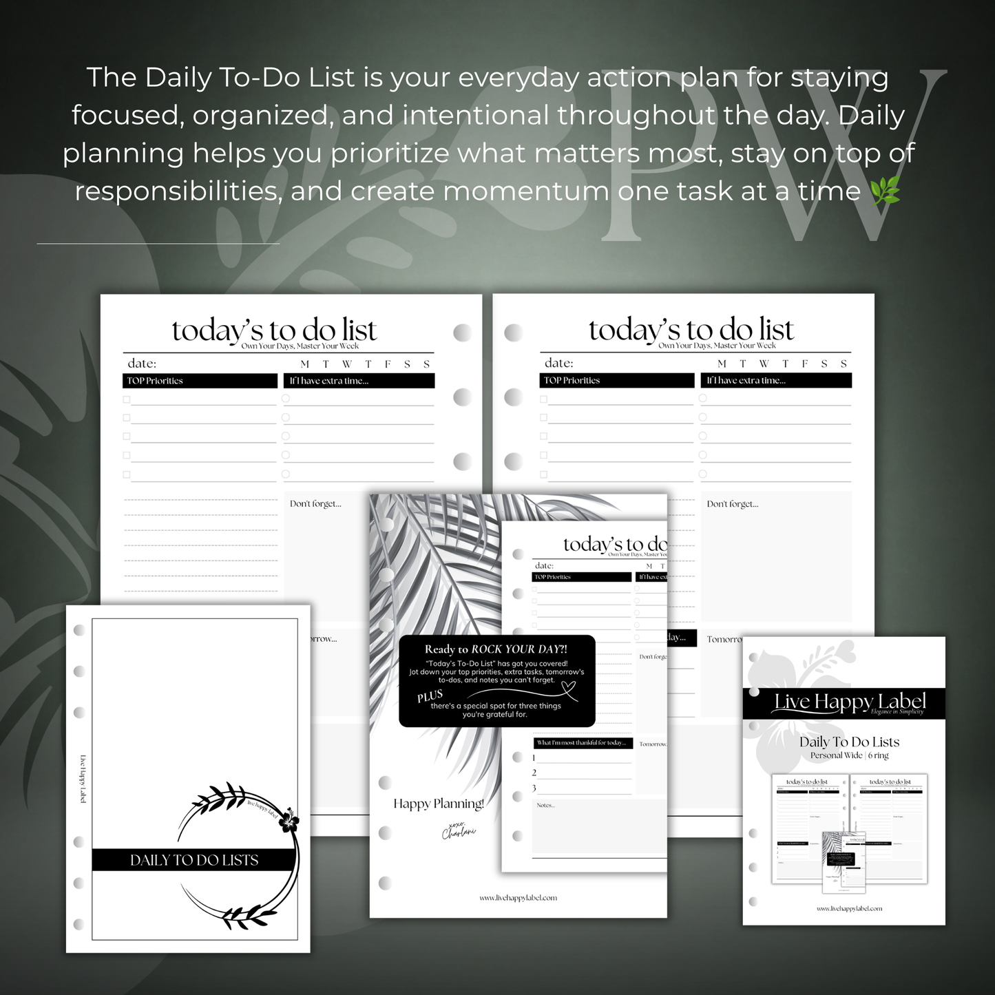Daily To Do List Inserts | Personal Wide 6-Hole Ringbound
