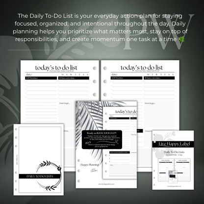 Daily To Do List Inserts | Personal Wide 6-Hole Ringbound