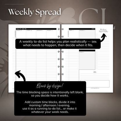 2026-2027 "BOX" Layout Weekly Planner WO4P | Classic 9-Hole Discbound