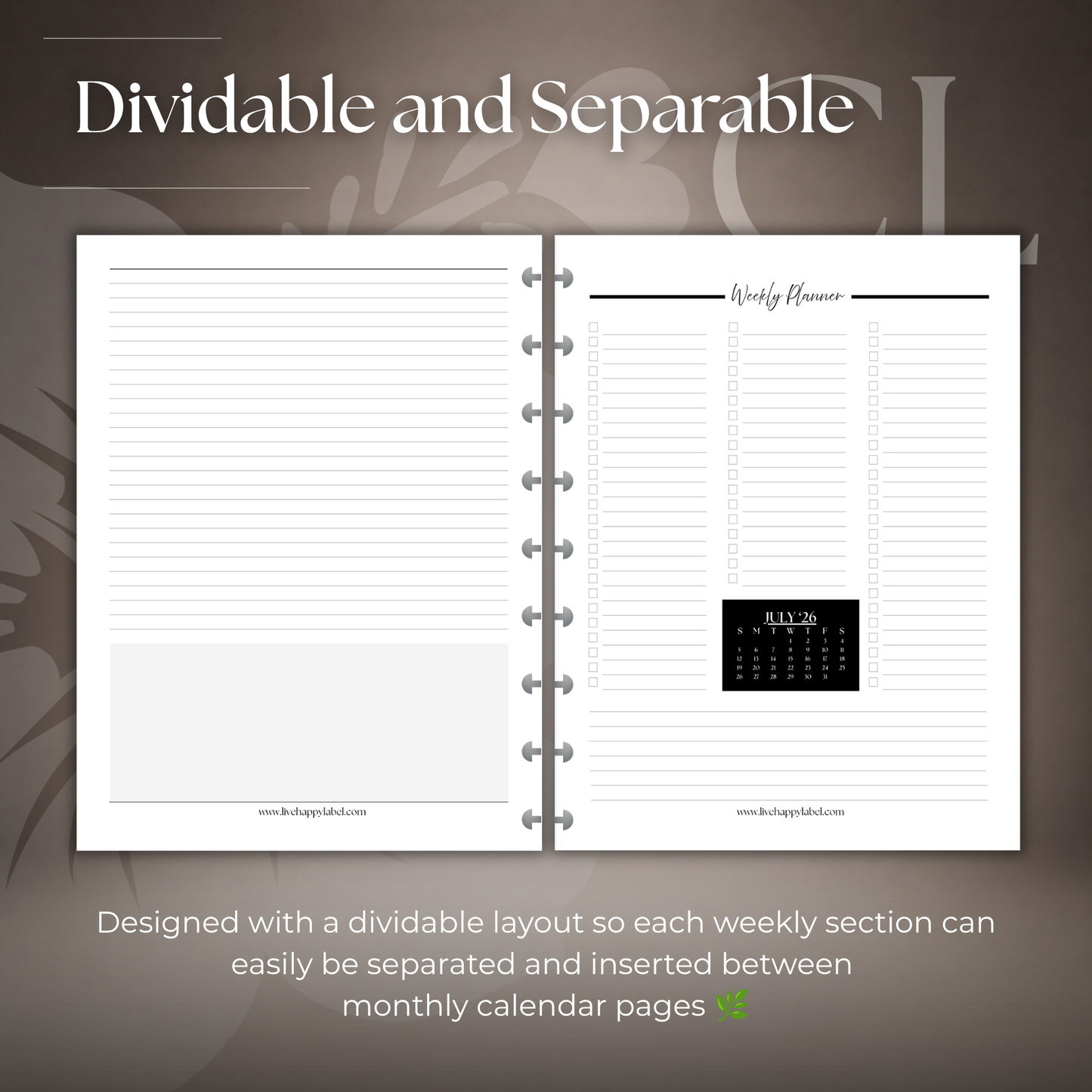 2026-2027 "Horizontal" Layout Weekly Planner WO2P | Classic 9-Hole Discbound