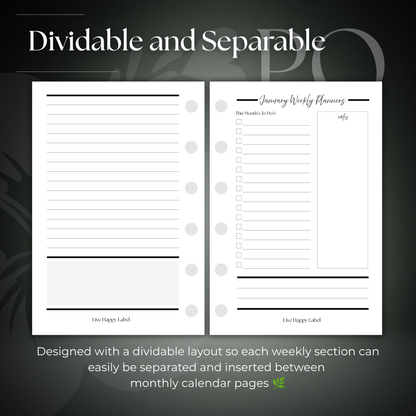2027 "Horizontal" Layout Weekly Planner WO2P | Pocket 6-Hole Ringbound