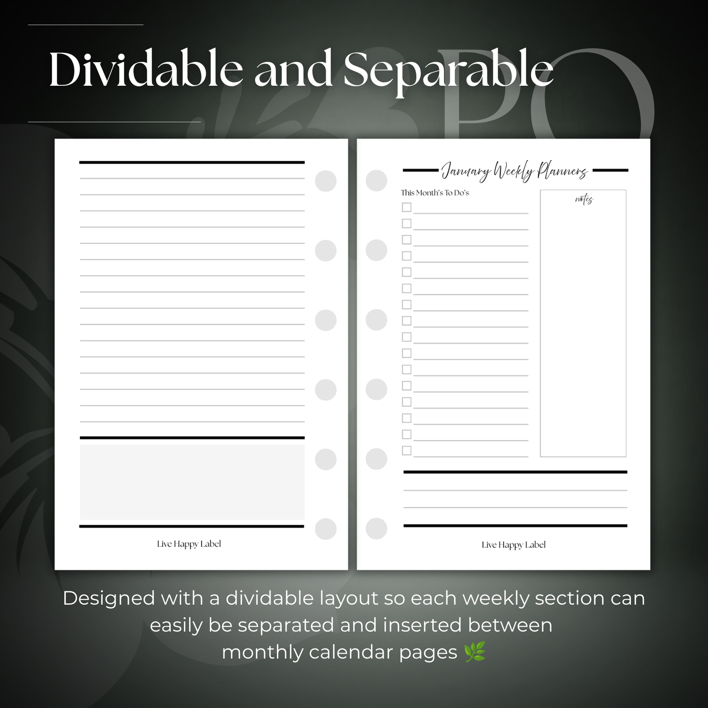 2027 "Vertical" Layout Weekly Planner WO2P | Pocket 6-Hole Ringbound