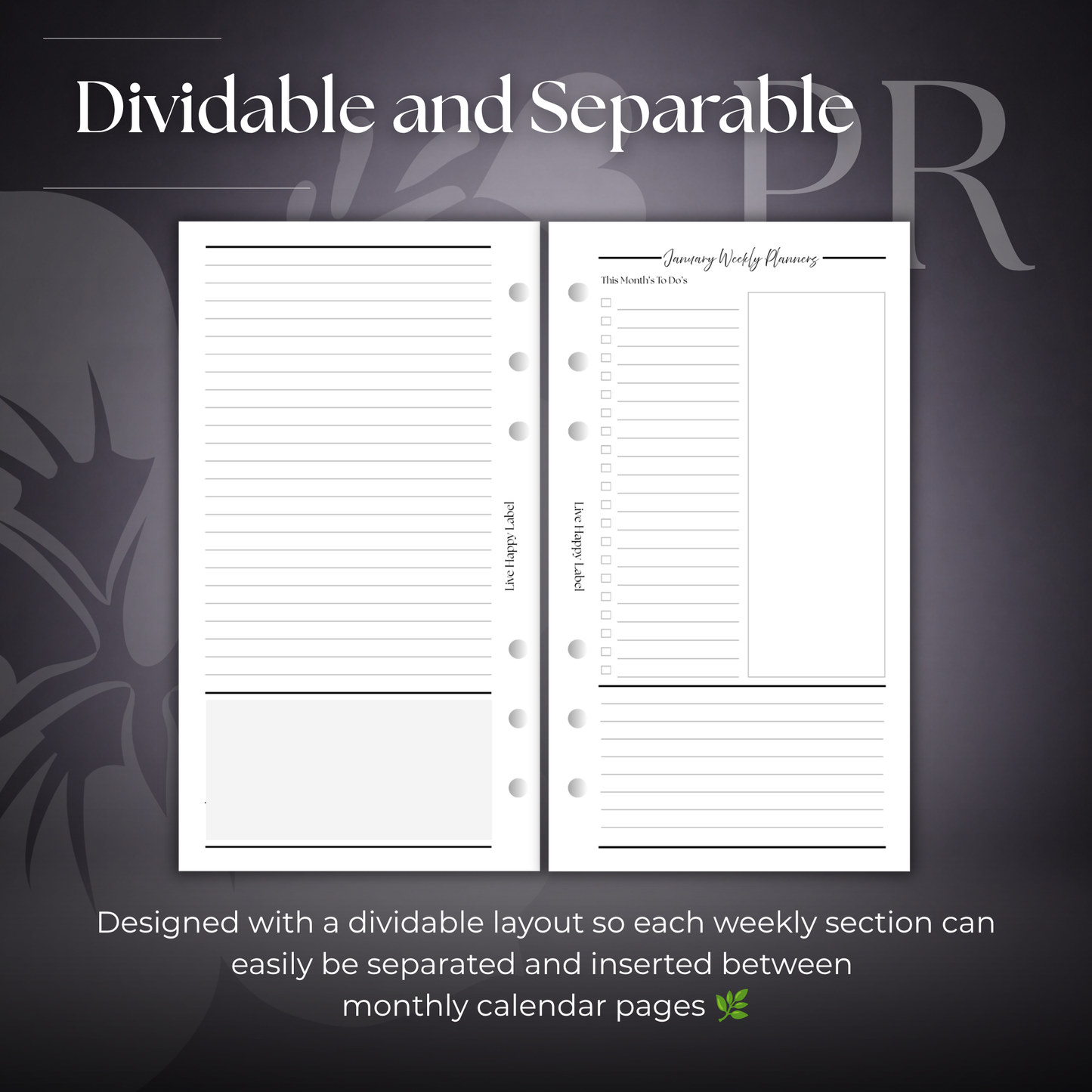 Undated "Horizontal" Layout Weekly Planner WO2P | Personal 6-Hole Ringbound