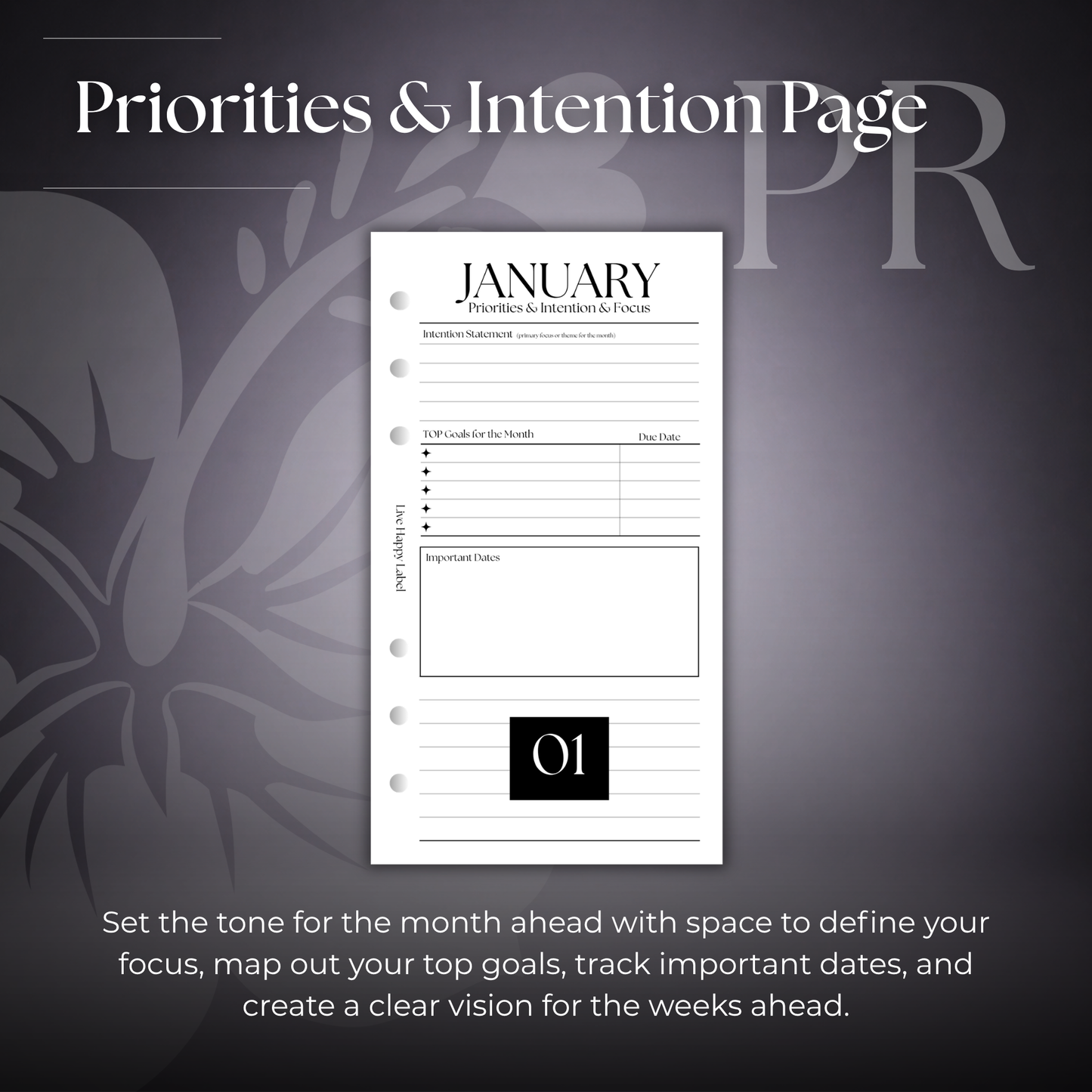 Undated Monthly Calendar  MO2P | Personal 6-Hole Ringbound