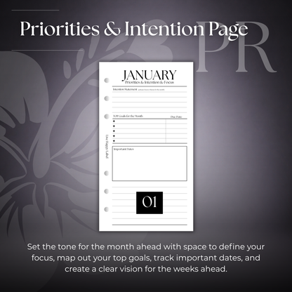 Undated Monthly Calendar  MO2P | Personal 6-Hole Ringbound