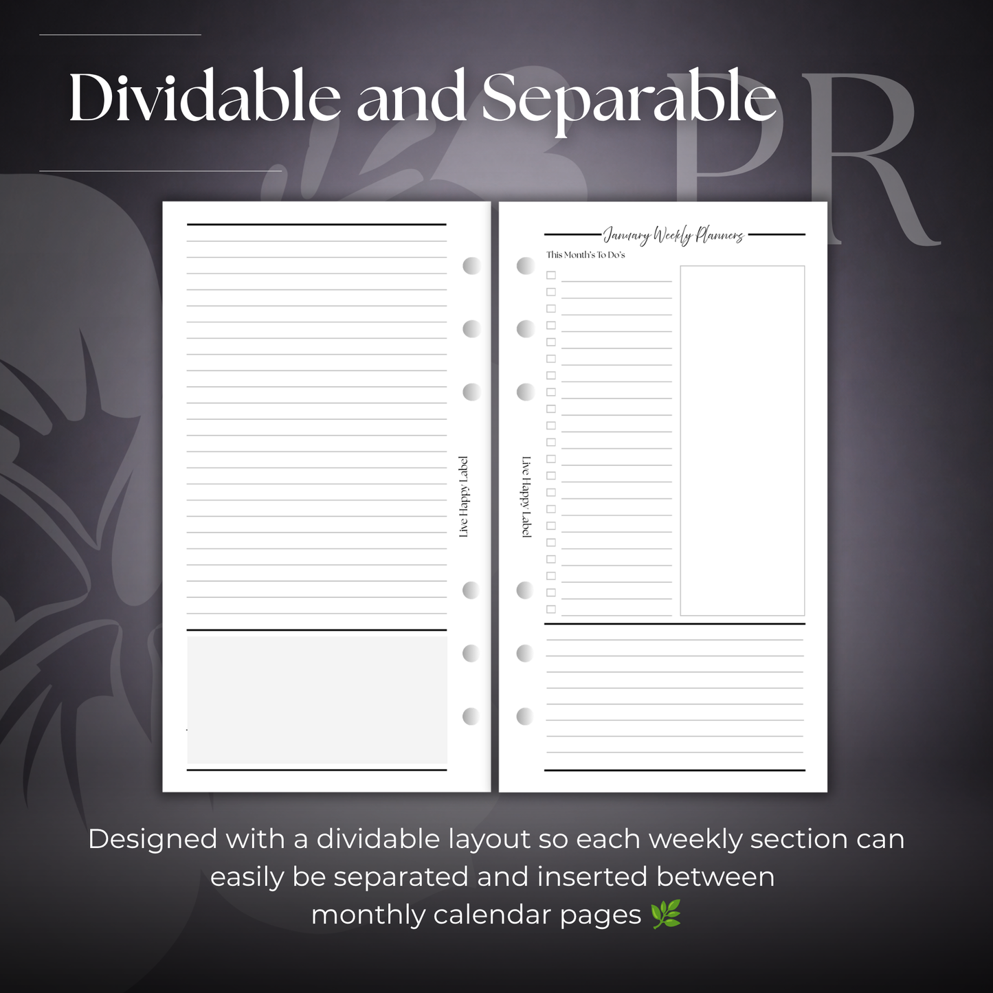 Undated "Vertical" Layout Weekly Planner WO2P | Personal 6-Hole Ringbound