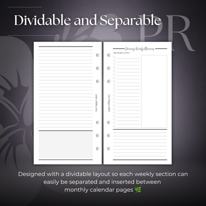 Undated "Vertical" Layout Weekly Planner WO2P | Personal 6-Hole Ringbound