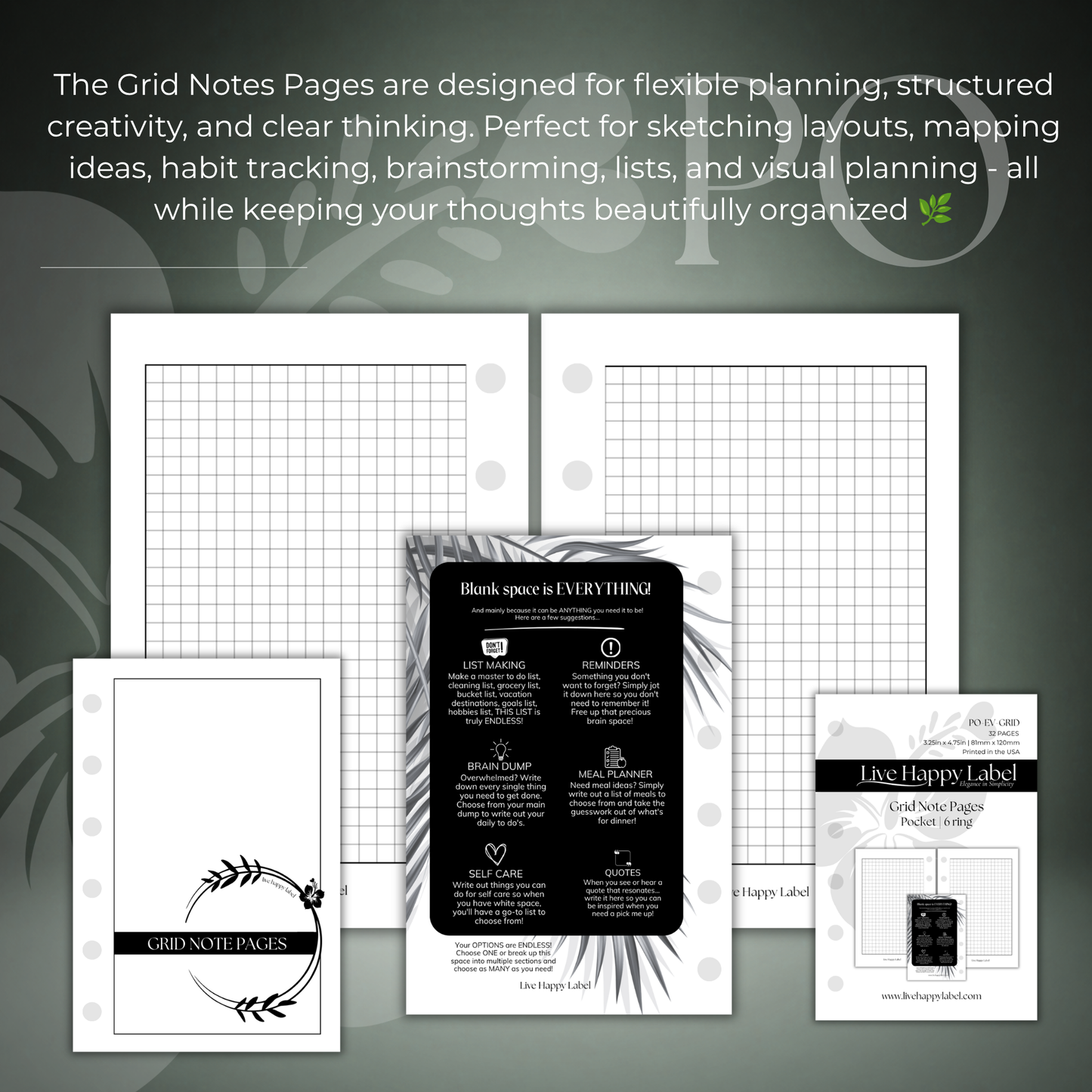 Grid Note Pages | Pocket 6-Hole Ringbound