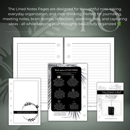 Lined Note Pages | Pocket 6-Hole Ringbound