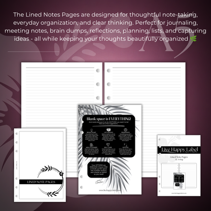 Lined Note Pages | A5 6-Hole Ringbound