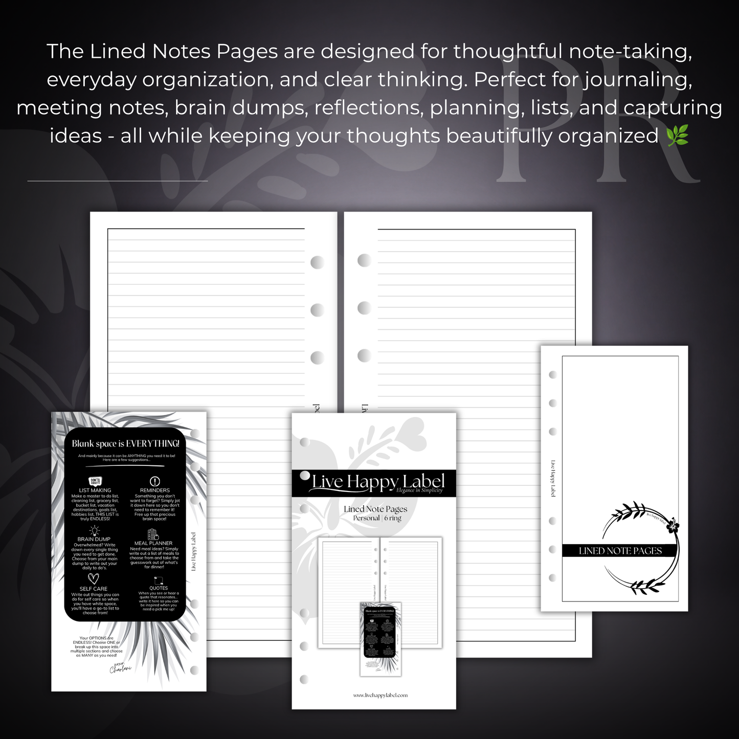 Lined Note Pages | Personal 6-Hole Ringbound