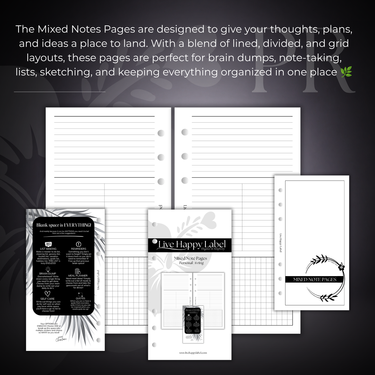 Mixed Note Pages | Personal 6-Hole Ringbound
