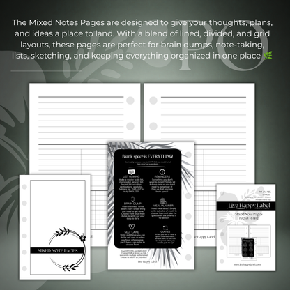 Mixed Note Pages | Pocket 6-Hole Ringbound