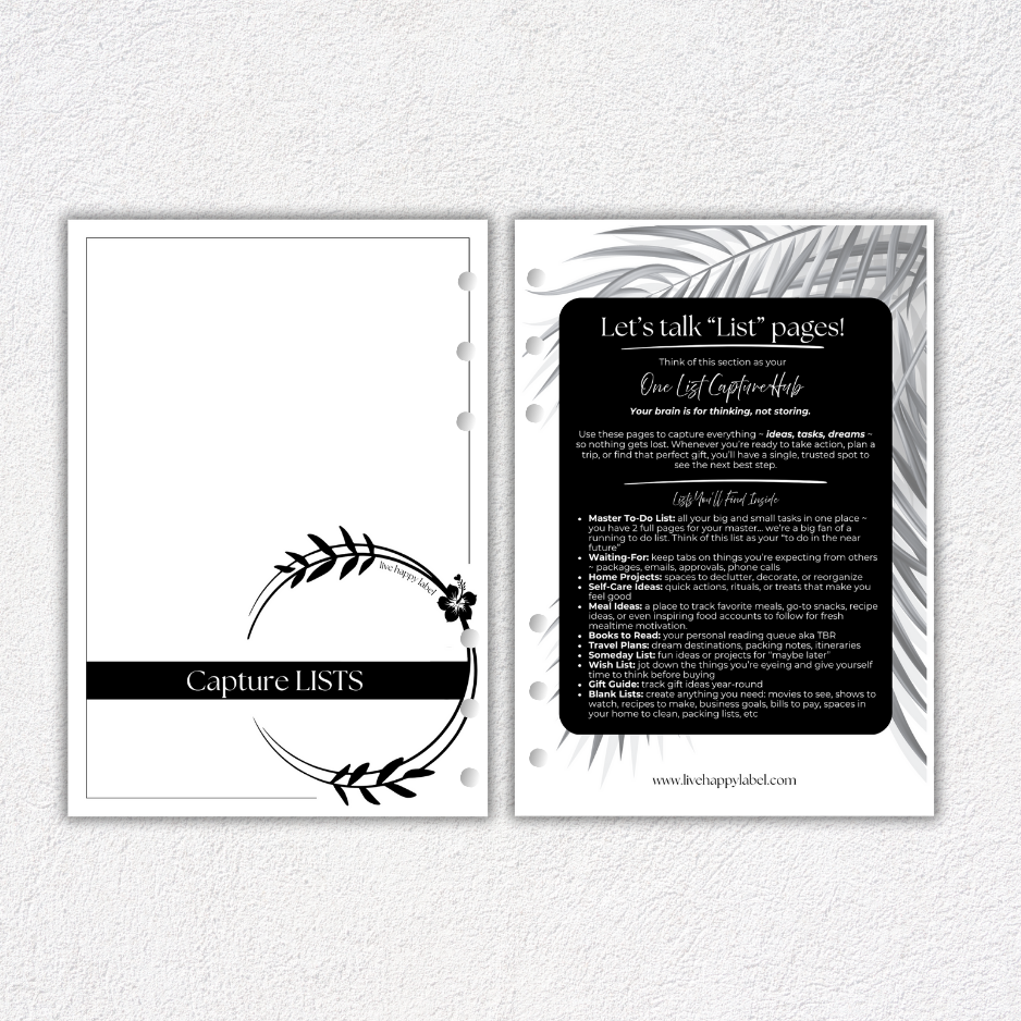 List Capture Hub | A5, 6-ring