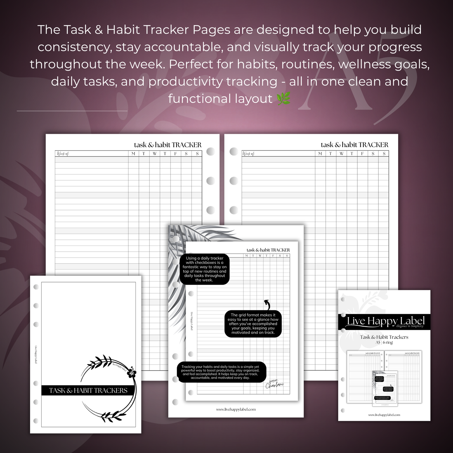 Task & Habit Trackers | A5 6-Hole Ringbound