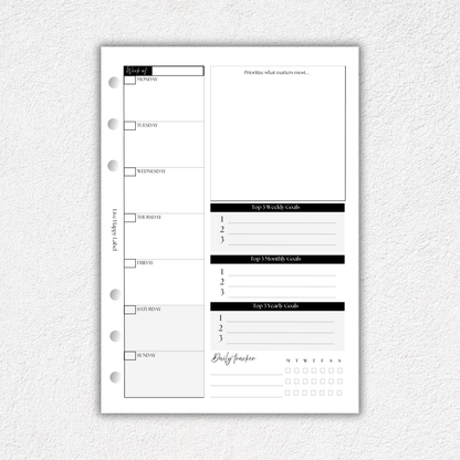 Undated Weekly Planner Inserts ~ Box Format + Time Blocking *DIVIDABLE * | A5, 6-ring Punch